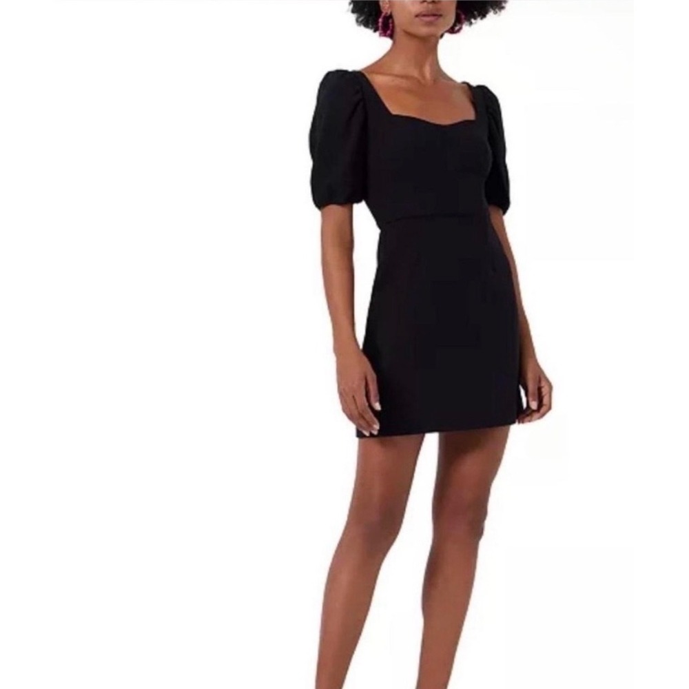 French Connection Black Puff Sleeve Sweetheart Mini Dress Size 4 US XS